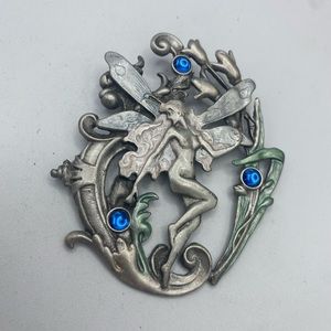 Vintage JJ Fairy Nouveau Cabochon Pin